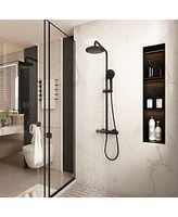 Mondawe Matte Black Stainless Steel Thermostatic Shower Bar System(Round)