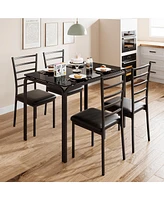 gaomon 5 Piece Glass Dining Table Set, Kitchen and Chairs for 4, Kitchen Table and Chairs Modern Room Sets Home, Party,Black