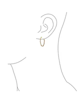 Bling Jewelry Real 14K Tricolor Gold 3 Strand Twist Cable Oval Hoop Earrings