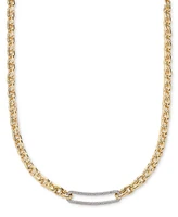 Diamond Bar Horseshoe Link 18" Collar Necklace (5/8 ct. t.w.) in Sterling Silver & 14k Gold-Plate