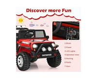 Sugift 12V Kids Remote Control Electric Ride On Truck Car with Lights and Music -Red