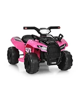 Sugift 6V Kids Atv Quad Electric Ride On Car with Led Light and MP3-Pink