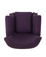 Accented Push Back Recliner Chair With Rolled Arms In Plum, Enjoy Cocooning Comfort