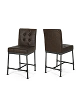 Industrial Counter Stool With Metal Base And Upholstered Seat
