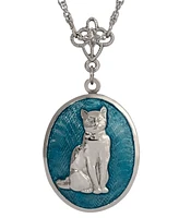 2028 Enamel Oval Cat Locket Necklace