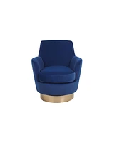 Velvet Swivel Barrel Chair, Swivel Accent Chairs Armchair for Living Room, Reading Chairs for Bedroom Comfy, Round Barrel Chairs with Gold Stainless S
