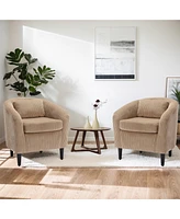 Living Room Accent Barrel Chair, Century Modern Style Decorative Chair, Armchair for Living Room with Thick Cushions and Pillows, Comfy Single Sofa Ch