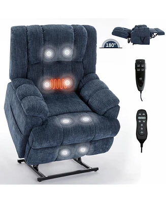 Streamdale Furniture Dual Motor Heat Massage Infinite Position Up to 350 Lbs Electric Power Lift Recliners with Power-Remote, Medium-firm and Heavy Du