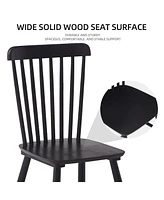 Streamdale Furniture 4 pieces of dining chair, black, rubber wood material, dining chair, solid wood chair, solid wood dining table chair, living room