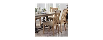 Streamdale Furniture Nathaniel Side Chair (Set-2), Slatted Back, Fabric & Maple (2Pc/1Ctn)