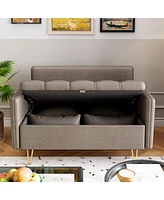 gaomon 44.5 Inch Small Modern Sofa Couch with Storage Under Seat Cushion, Comfy Leather Fabric 2-Seat Sofa with 4 Pillows