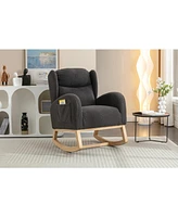 Slickblue Fabric Rocking Chair with Wooden Legs for Stylish and Comfortable Indoor Seating