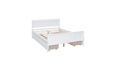 Slickblue Platform Bed with 4 Storage Drawers and Streamlined Headboard & Footboard for Sleek Bedroom Organization