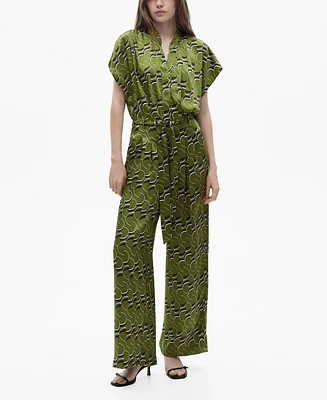 Mango Women's Printed Satin Jumpsuit