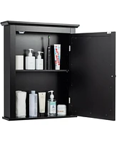 Sugift Wall Mounted Bathroom Mirror Cabinet with 5-level Height-adjustable Shelf-Black