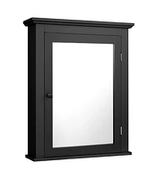 Sugift Wall Mounted Bathroom Mirror Cabinet with 5-level Height-adjustable Shelf-Black