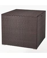 Sugift 72 Gallon Rattan Outdoor Storage Box with Zippered Liner and Solid Pneumatic Rod