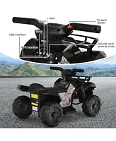 Sugift 6V Kids Atv Quad Electric Ride On Car with Led Light and MP3-Black