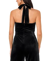 1.state Women's Tie-Neck Velvet Wide-Leg Jumpsuit