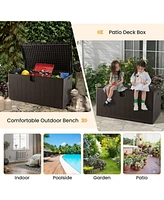 Sugift 130 Gallon Patio All Weather Storage Container with Lockable Lid-Brown