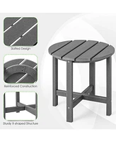Sugift 18 Inch Round Weather-Resistant Adirondack Side Table-Gray