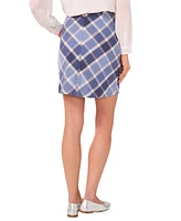 CeCe Women's Cotton Plaid A-Line Back-Zip Mini Skirt