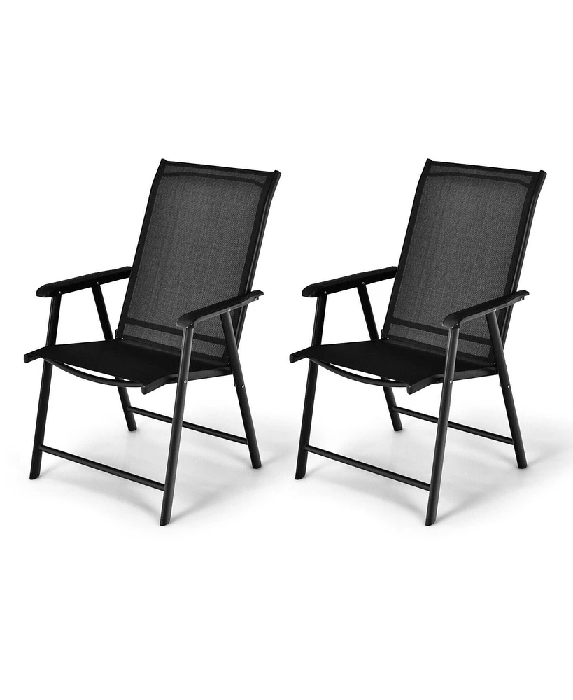 Sugift Set of 2 Outdoor Patio Folding Chair with Ergonomic Armrests-Black