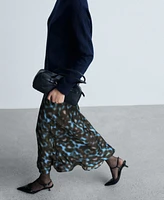 Mango Women's Printed Satin Skirt