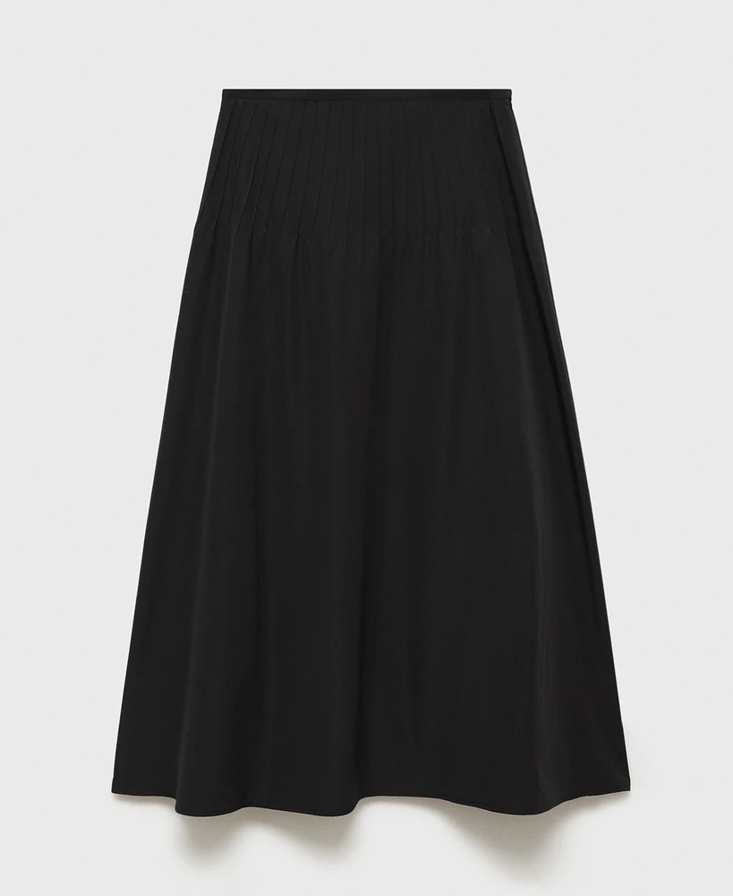 Mango Women's Pleated Detail Flared Skirt