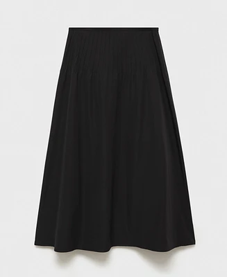 Mango Women's Pleated Detail Flared Skirt