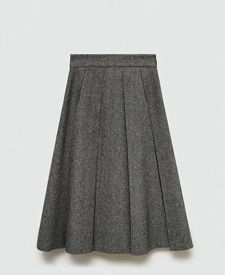 Mango Women's Marbled Wool Pleated Skirt