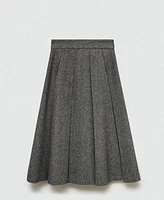 Mango Women's Marbled Wool Pleated Skirt