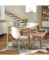 Sugift Set of 4 Modern Armless Dining Chairs Plastic Chairs with Wood Legs-White