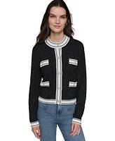 Karl Lagerfeld Paris Women's 4-Pocket Embellished Cardigan