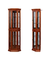 Slickblue Corner Curio Cabinet with Lights & Adjustable Tempered Glass Shelves Stylish Display Solution