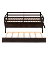 Slickblue Low Loft Twin Bed with Full Safety Fence Secure and Stylish Space-Saving Solution