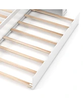 Sugift Kids Wooden Platform Bed with Trundle Storage Headboard-Full Size