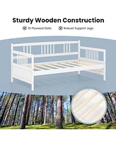 Sugift Twin Size Wooden Slats Daybed Bed with Rails-White