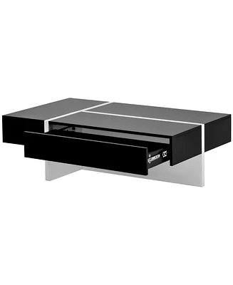 Slickblue Contemporary Rectangle Coffee Table with High Gloss Finish, Modern Center for Sofa