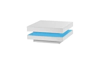 Slickblue High Gloss Minimalist 2-Tier Square Coffee Table with Led Lights, Modern Center Table for Living Room