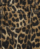 Mango Women's Leo High-Rise Straight-Fit Leopard-Print Jeans