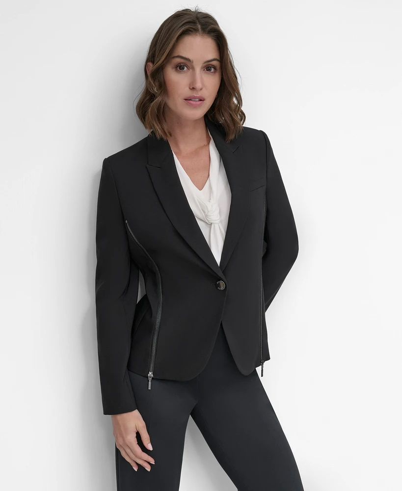 Dkny Women's One-Button Zipper Blazer