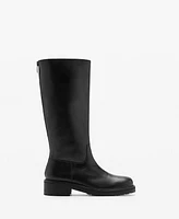 Mango Women's Zipper Detail High Leather Boots