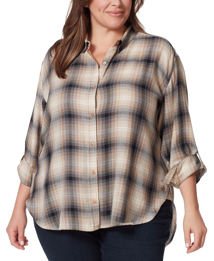 Gloria Vanderbilt Plus Amanda Plaid Button-Front Shirt