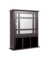 Sugift Wall Mounted and Mirrored Bathroom Cabinet-Brown