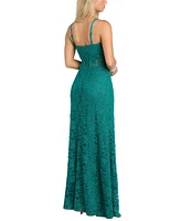 Morgan & Company Juniors' Glitter Scallop Lace Corset Gown