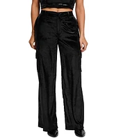 Guess Women's Jolie High-Rise Velvet Cargo Pants