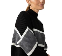 Sanctuary Women's Mock Neck Stripe Long-Sleeve Sweater