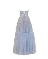 Milla Women's Cloudy Blue Tulle Maxi Dress With Ruffled Skirt