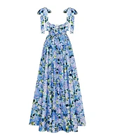 Milla Women's Blue Hydrangea Strapped Maxi Dress